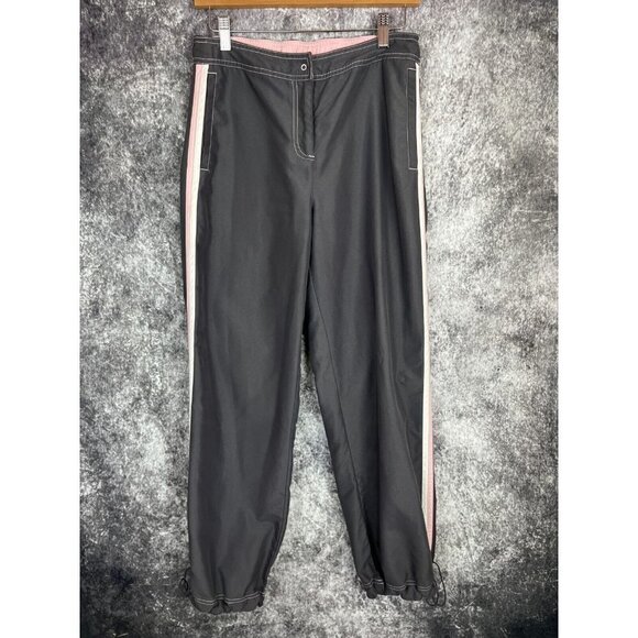 GreenTea Pants - Green Tea Y2K Gray Pink Stripe Jogger Track Pant Women's Size Medium